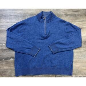 Raffi Merino Wool Half Zip Pullover Sweater XXL Blue Classic Knit